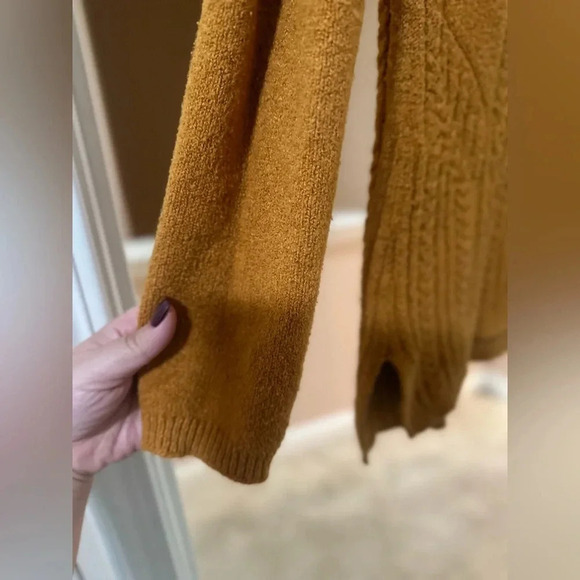 Anthropologie SPARROW‎ Cable Print Mustard Yellow Tunic Sweater. Size Medium. - Picture 5 of 11